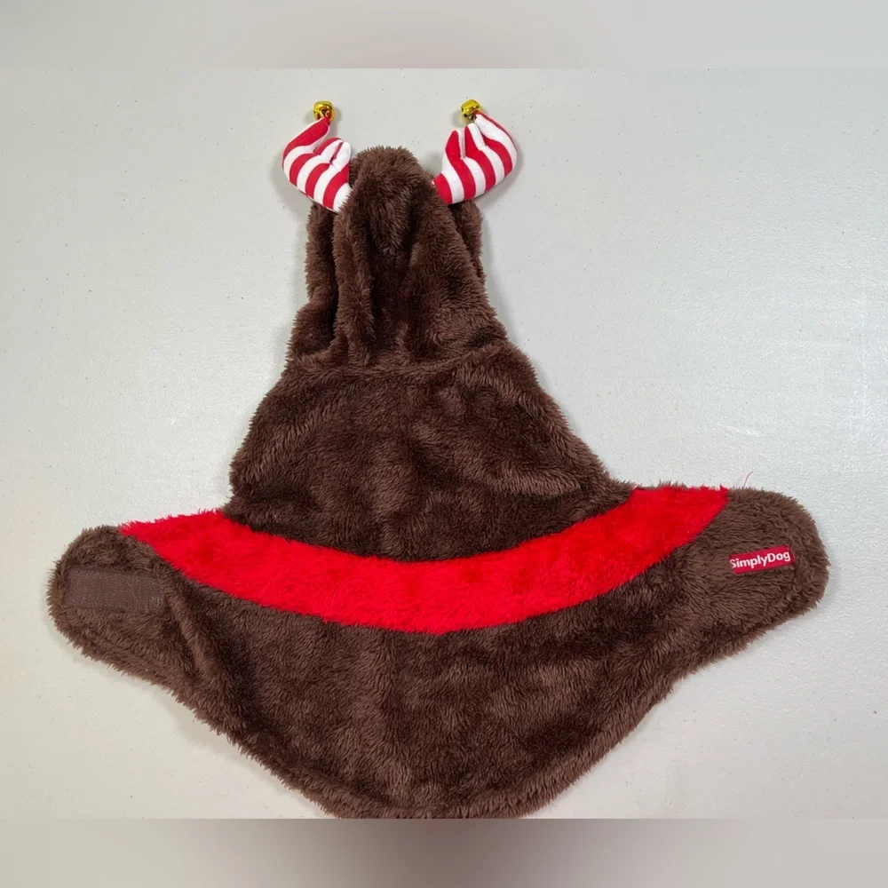 Festive Brown Reindeer Dog Costume, Small-14”